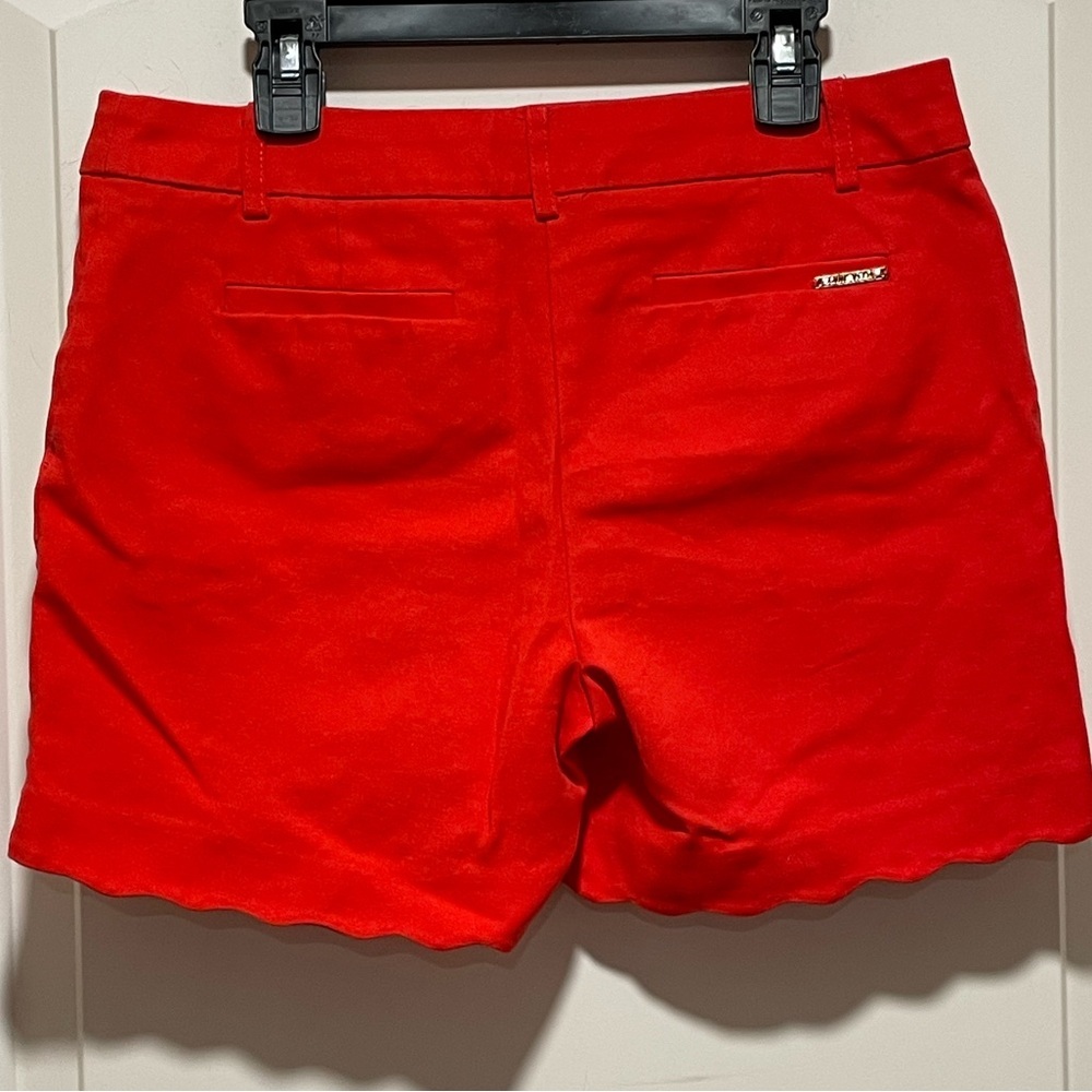 Anne Klein Women’s Size 4 4.5” Vibrant Red Preppy Coquette Shorts Scalloped Hem - Picture 4 of 12